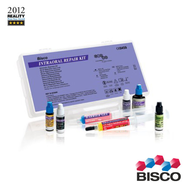 repair-kit Intraoral Repair Kit BISCO Zestaw do Naprawy Porcelany. Wskazania: Naprawy Porcelany lub uzupełnień na bazie dwukrzemianu litu, Naprawa Porcelany na Metalu i Cyrkonie, Wszystkie Pośrednie i Bezpośrednie naprawy uzupełnień kompozytowych. Pozwala na niezwykle Estetyczną i Trwałą Naprawę z wykorzystaniem materiału kompozytowego (POLECAMY Ceramiczny Kompozyt Capohybrid - Świetnie Kryjący, Piękny Połysk, Trwałość, do wypełnień i licówek kompozytowych Dostępny w Naszym Sklepie). Zestaw jest Świetnie Wyposażony i Zawiera wszystkie materiały niezbędne do uzupełnień wewnątrz ust pacjenta (Skład Zestawu: Porcelain Bonding Resin 6ml, Porcelain Etchant 9,5% 5g, Porcelain Primer 3ml, Z-Prime Plus 2ml- bond do metalu i cyrkonu, Dual Opaker 2x3ml, Barier Gel 5g).